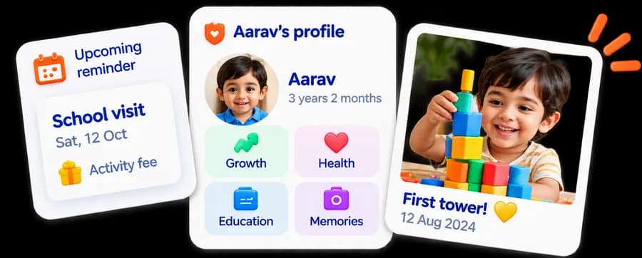 Reminders, child profile and memories