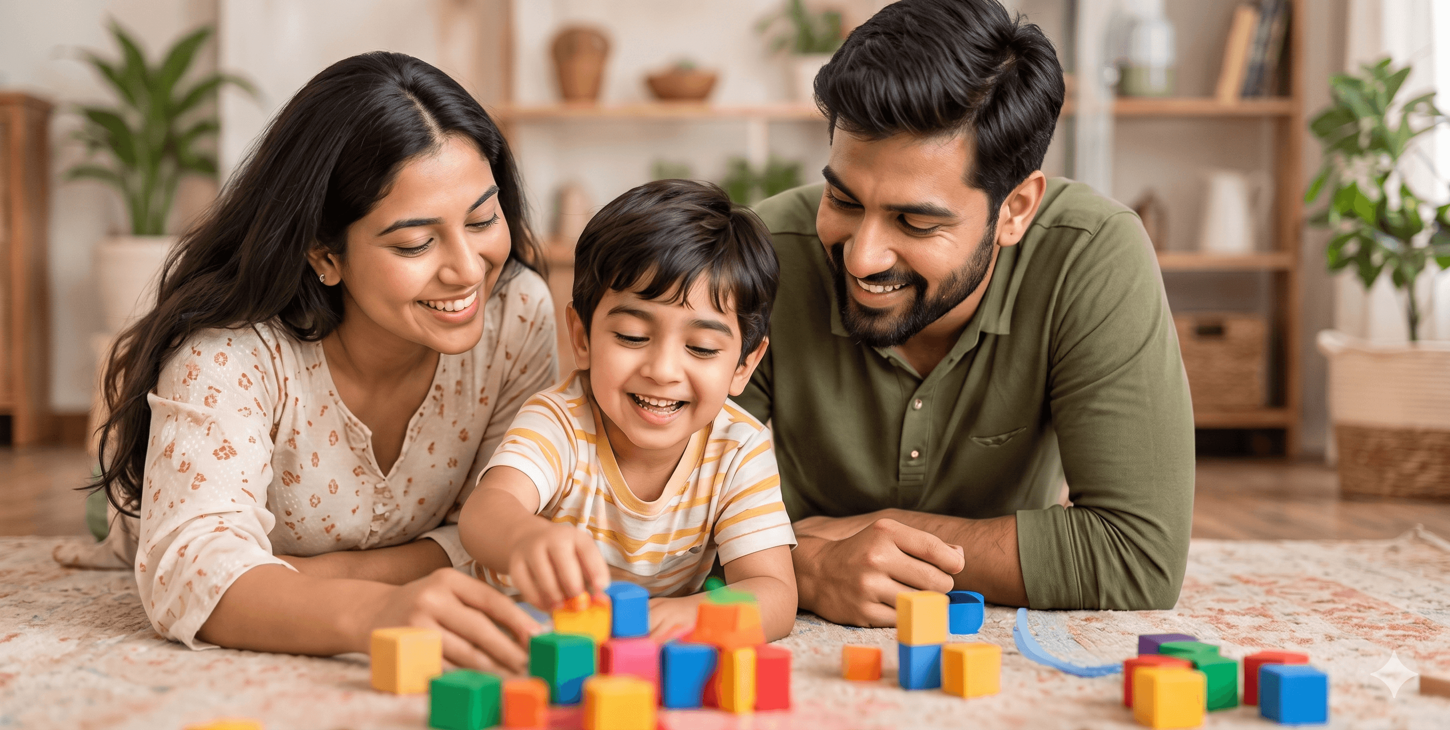 Parents enjoying playtime with their child